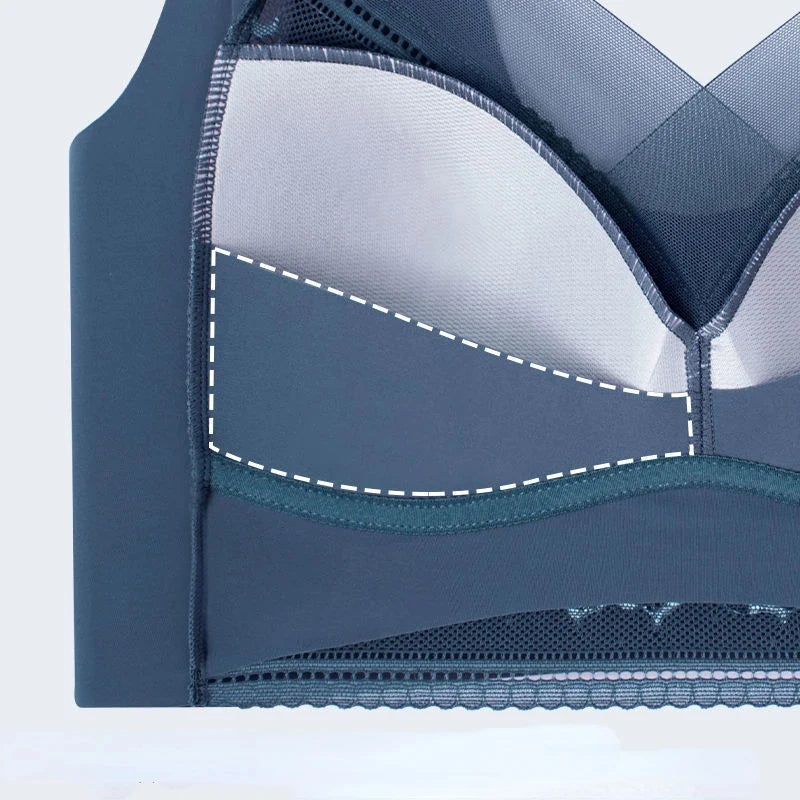 Plus Size Seamless Lace Wireless Bra - L-6L Push Up Ice Silk Bralette - ZOOMNSTORE