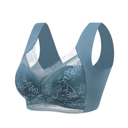 Plus Size Seamless Lace Wireless Bra - L-6L Push Up Ice Silk Bralette - ZOOMNSTORE