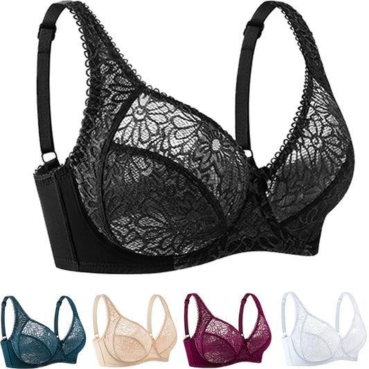 Plus Size Bras - Comfortable Lace Underwire Push Up Bra With Adjustable Straps - ZOOMNSTORE