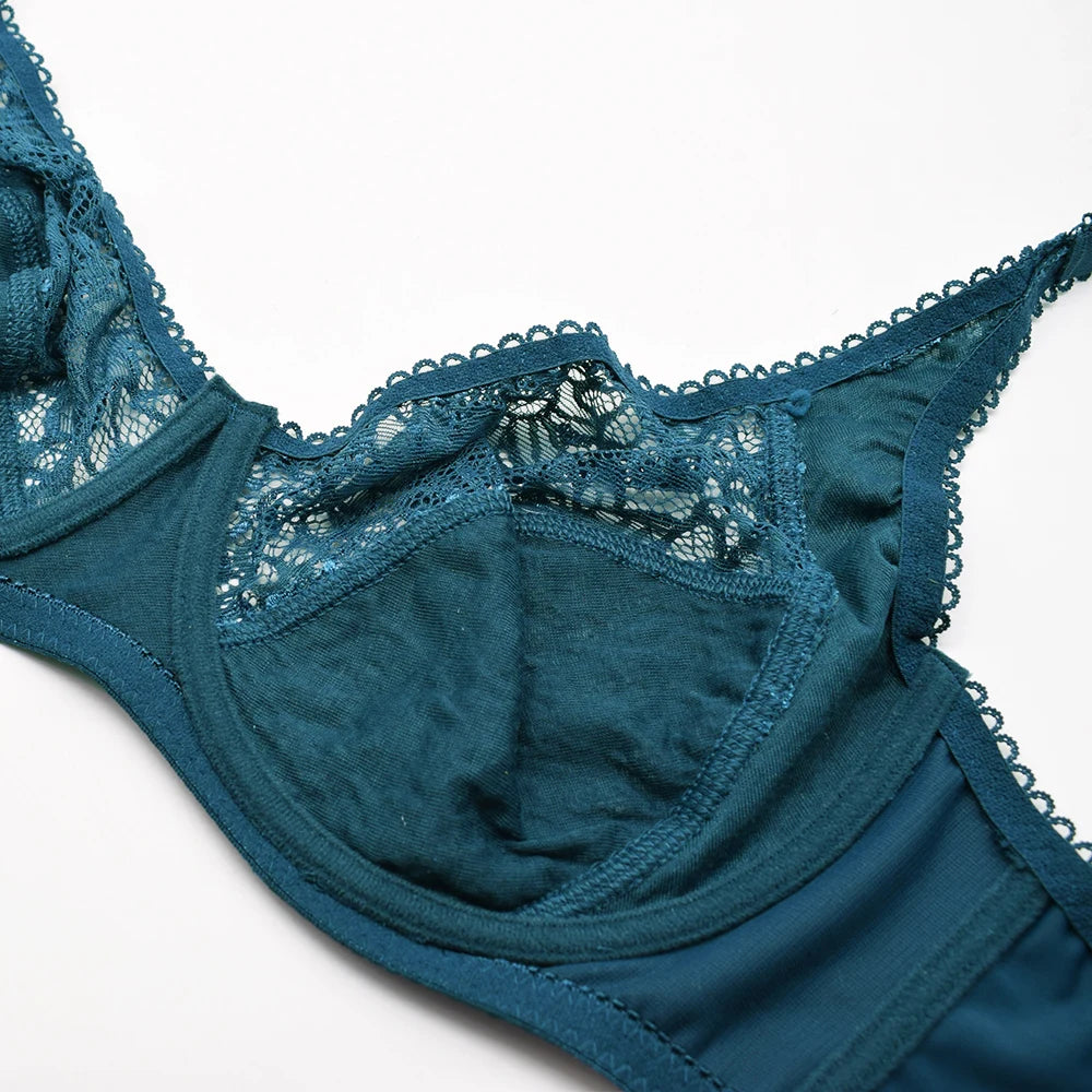 Plus Size Bras - Comfortable Lace Underwire Push Up Bra With Adjustable Straps - ZOOMNSTORE