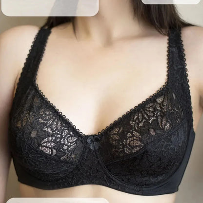 Plus Size Bras - Comfortable Lace Underwire Push Up Bra With Adjustable Straps - ZOOMNSTORE
