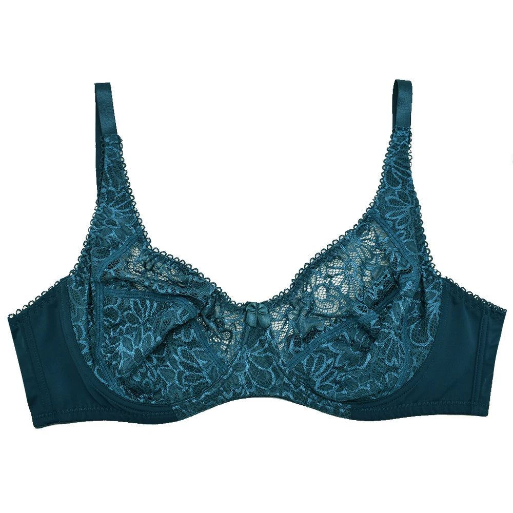 Plus Size Bras - Comfortable Lace Underwire Push Up Bra With Adjustable Straps - ZOOMNSTORE