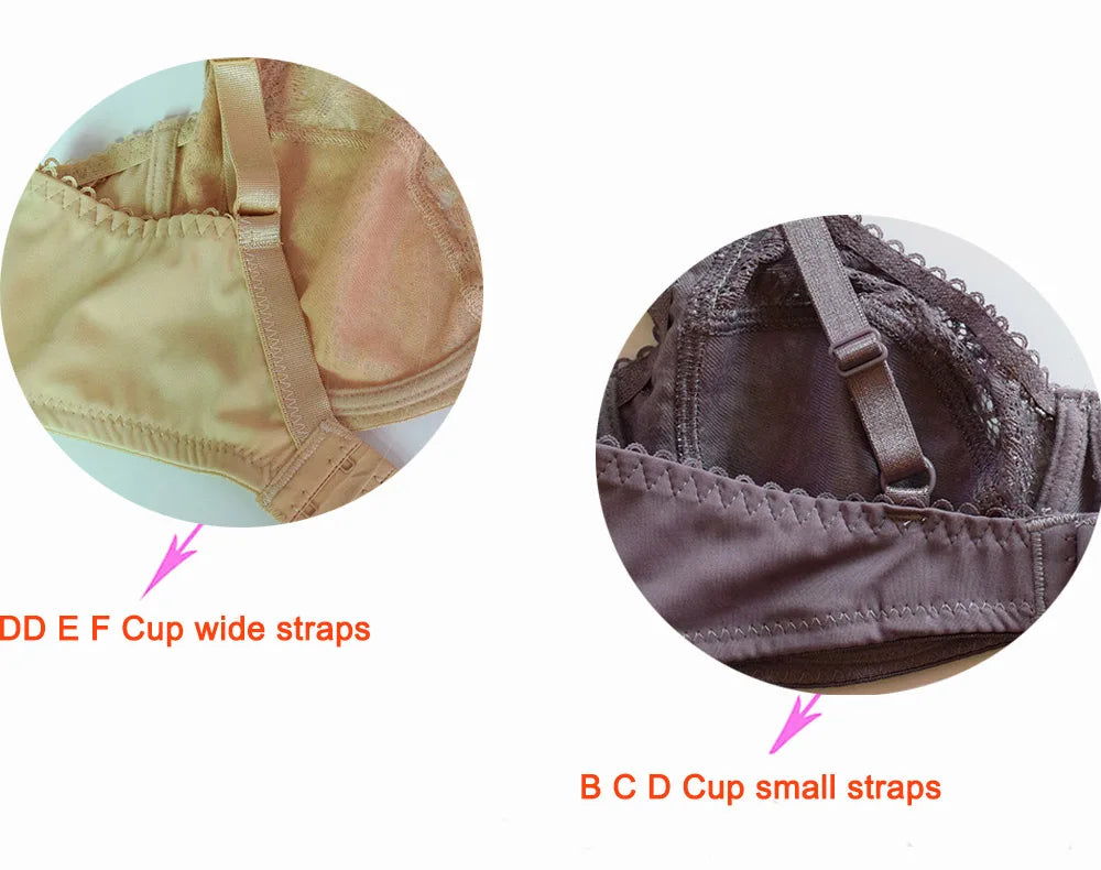 Plus Size Bras - Comfortable Lace Underwire Push Up Bra With Adjustable Straps - ZOOMNSTORE