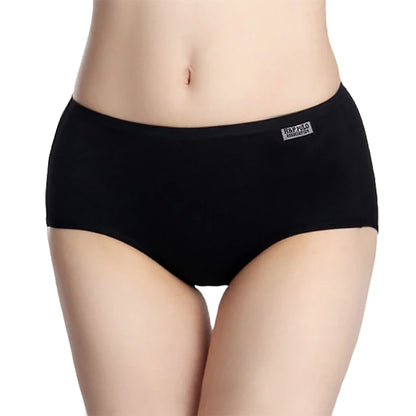 Plus Size Cotton Panties - Women's Soft Breathable Mid-Rise Briefs Solid Color - ZOOMNSTORE