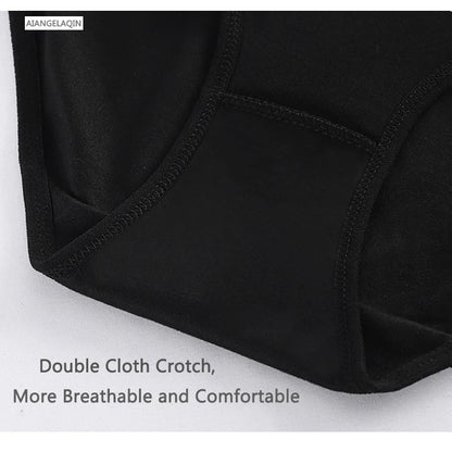 Plus Size Cotton Panties - Women's Soft Breathable Mid-Rise Briefs Solid Color - ZOOMNSTORE