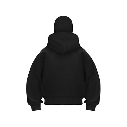 Plus Size Hoodie - Autumn Winter Casual Sportswear With Hooded Mask & Zipper Front - ZOOMNSTORE