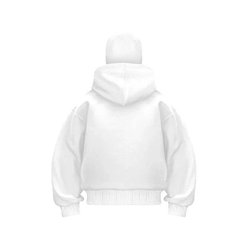 Plus Size Hoodie - Autumn Winter Casual Sportswear With Hooded Mask & Zipper Front - ZOOMNSTORE
