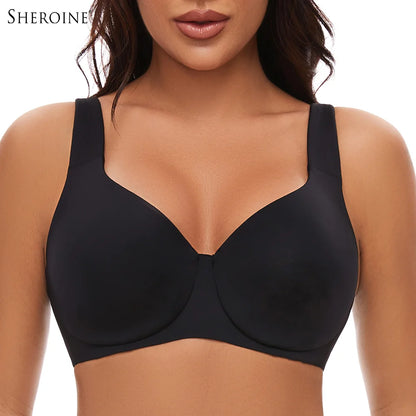 Sheroine Plus Size Underwire Bra Minimizer, Full Coverage Seamless Unlined Bras for Women Unpadded Everyday Support Comfort - ZOOMNSTORE