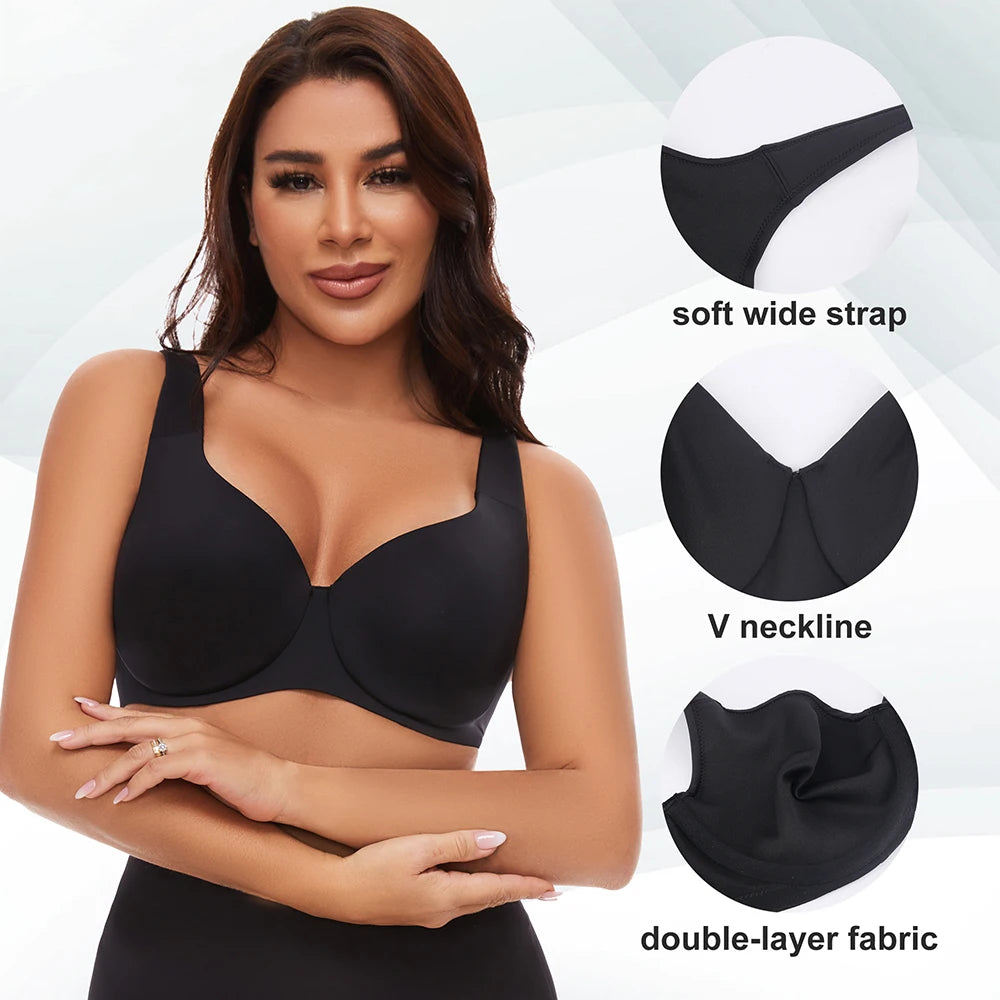 Sheroine Plus Size Underwire Bra Minimizer, Full Coverage Seamless Unlined Bras for Women Unpadded Everyday Support Comfort - ZOOMNSTORE