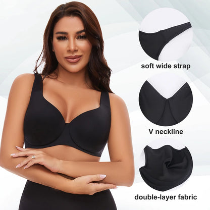 Sheroine Plus Size Underwire Bra Minimizer, Full Coverage Seamless Unlined Bras for Women Unpadded Everyday Support Comfort - ZOOMNSTORE