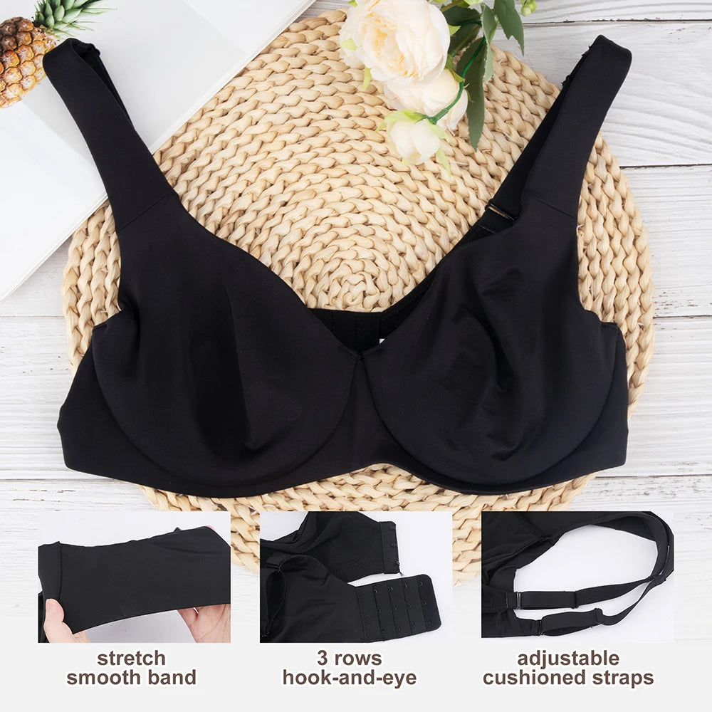 Sheroine Plus Size Underwire Bra Minimizer, Full Coverage Seamless Unlined Bras for Women Unpadded Everyday Support Comfort - ZOOMNSTORE