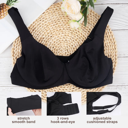 Sheroine Plus Size Underwire Bra Minimizer, Full Coverage Seamless Unlined Bras for Women Unpadded Everyday Support Comfort - ZOOMNSTORE