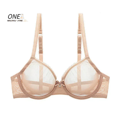 Plus Size Push Up Bra - Red Lace Transparent Lingerie With Adjustable Straps & Underwire - ZOOMNSTORE