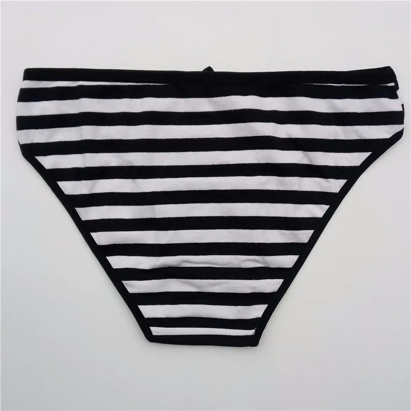 Plus Size Seamless Panties - Striped Cotton Briefs Women Low Rise Comfortable Underwear - ZOOMNSTORE