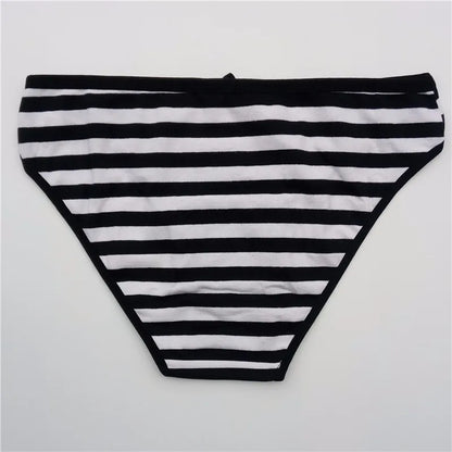 Plus Size Seamless Panties - Striped Cotton Briefs Women Low Rise Comfortable Underwear - ZOOMNSTORE