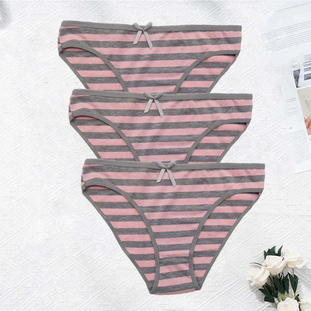 Plus Size Seamless Panties - Striped Cotton Briefs Women Low Rise Comfortable Underwear - ZOOMNSTORE