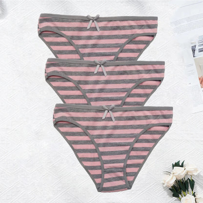 Plus Size Seamless Panties - Striped Cotton Briefs Women Low Rise Comfortable Underwear - ZOOMNSTORE