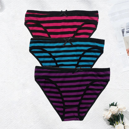 Plus Size Seamless Panties - Striped Cotton Briefs Women Low Rise Comfortable Underwear - ZOOMNSTORE