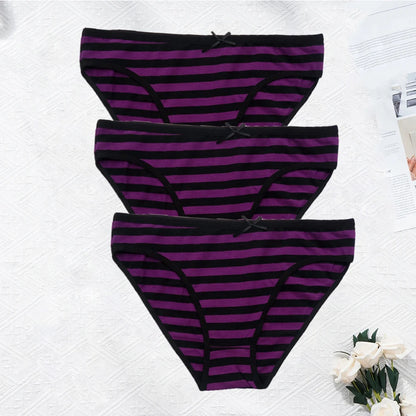 Plus Size Seamless Panties - Striped Cotton Briefs Women Low Rise Comfortable Underwear - ZOOMNSTORE