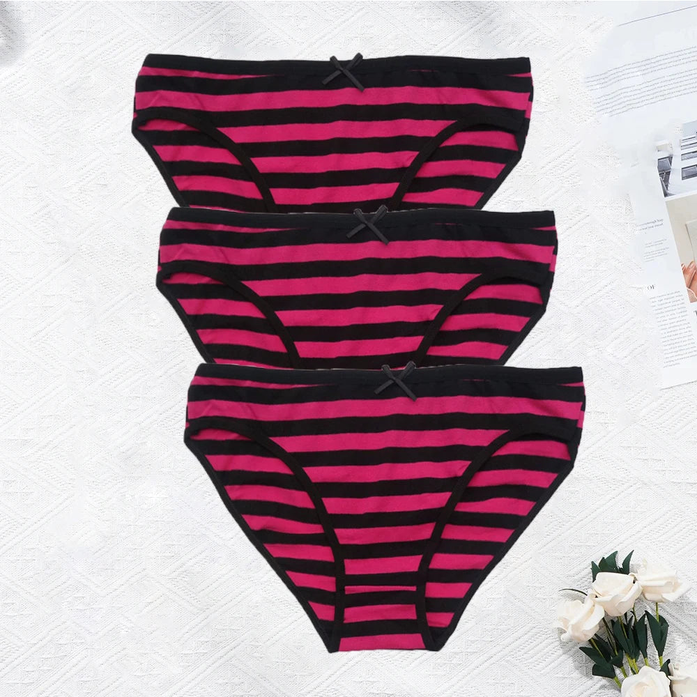 Plus Size Seamless Panties - Striped Cotton Briefs Women Low Rise Comfortable Underwear - ZOOMNSTORE