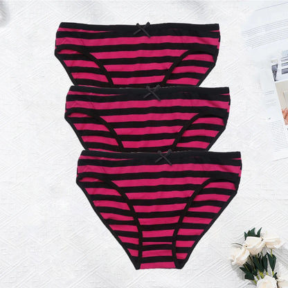 Plus Size Seamless Panties - Striped Cotton Briefs Women Low Rise Comfortable Underwear - ZOOMNSTORE