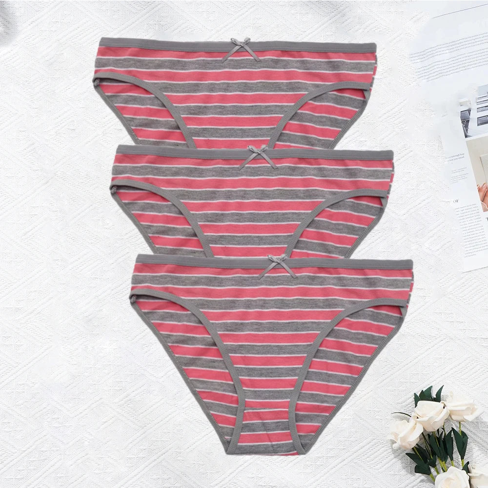 Plus Size Seamless Panties - Striped Cotton Briefs Women Low Rise Comfortable Underwear - ZOOMNSTORE