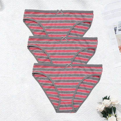 Plus Size Seamless Panties - Striped Cotton Briefs Women Low Rise Comfortable Underwear - ZOOMNSTORE