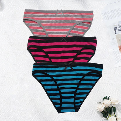 Plus Size Seamless Panties - Striped Cotton Briefs Women Low Rise Comfortable Underwear - ZOOMNSTORE