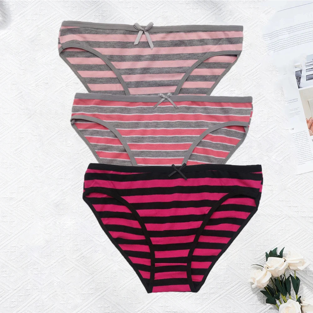 Plus Size Seamless Panties - Striped Cotton Briefs Women Low Rise Comfortable Underwear - ZOOMNSTORE