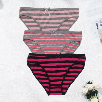 Plus Size Seamless Panties - Striped Cotton Briefs Women Low Rise Comfortable Underwear - ZOOMNSTORE