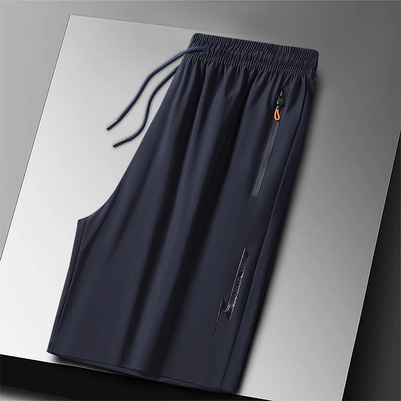 Plus Size Quick Dry Ice Silk Sport Shorts - Breathable Running Shorts with Zipper Pocket 6XL - ZOOMNSTORE