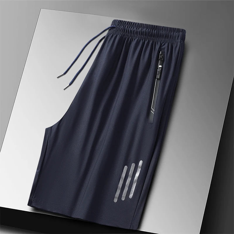 Plus Size Quick Dry Ice Silk Sport Shorts - Breathable Running Shorts with Zipper Pocket 6XL - ZOOMNSTORE