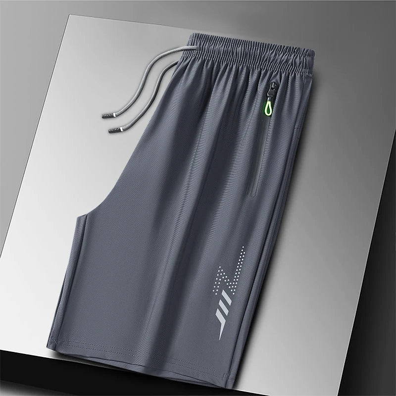 Plus Size Quick Dry Ice Silk Sport Shorts - Breathable Running Shorts with Zipper Pocket 6XL - ZOOMNSTORE