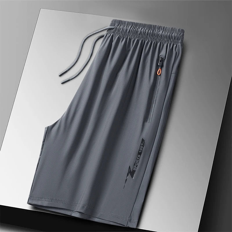 Plus Size Quick Dry Ice Silk Sport Shorts - Breathable Running Shorts with Zipper Pocket 6XL - ZOOMNSTORE