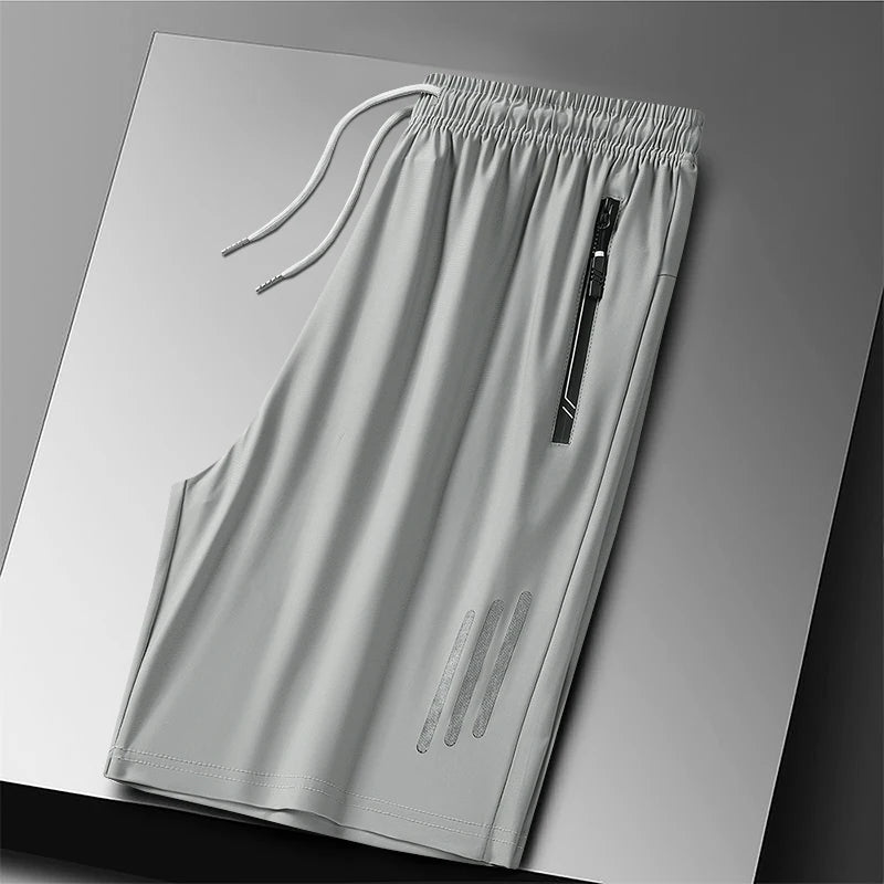 Plus Size Quick Dry Ice Silk Sport Shorts - Breathable Running Shorts with Zipper Pocket 6XL - ZOOMNSTORE