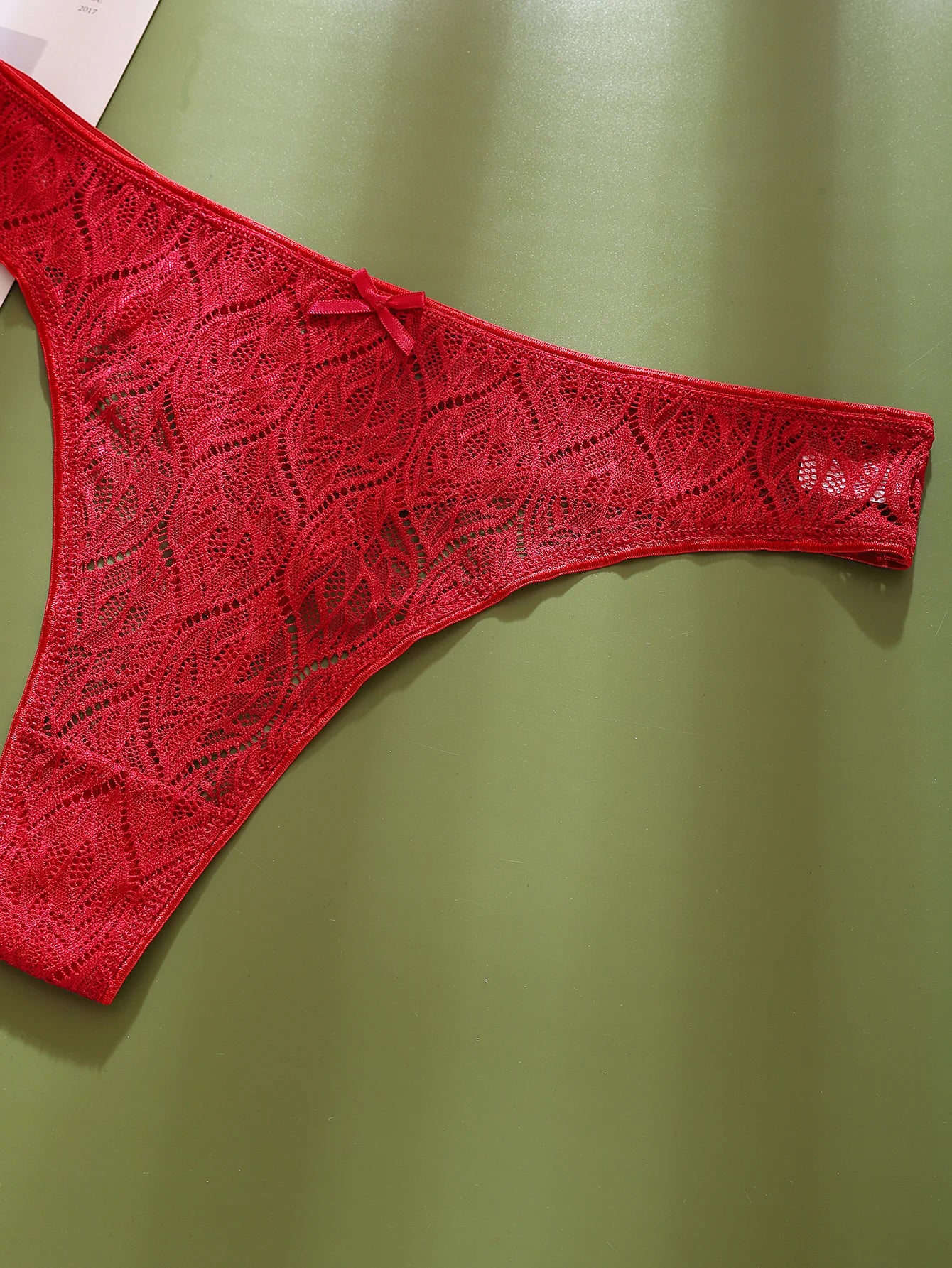 Plus Size Thong Panties - Women's Lace Sheer Breathable Mid-Rise G-String Underwear - ZOOMNSTORE