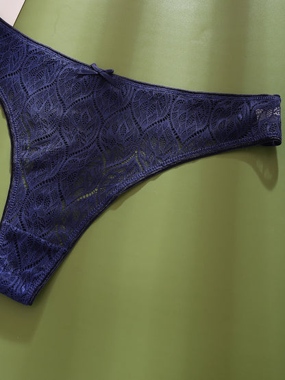 Plus Size Thong Panties - Women's Lace Sheer Breathable Mid-Rise G-String Underwear - ZOOMNSTORE