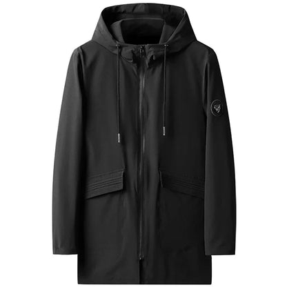 Plus Size Winter Jacket - Men's Fleece Parka Black Hooded Coat With Silk-Like Cotton Filling - ZOOMNSTORE