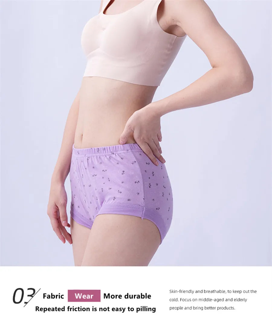 Plus Size Women's Briefs - High Waist Cotton Underwear for Comfortable Fit - ZOOMNSTORE