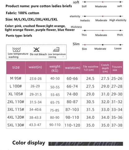 Plus Size Women's Briefs - High Waist Cotton Underwear for Comfortable Fit - ZOOMNSTORE