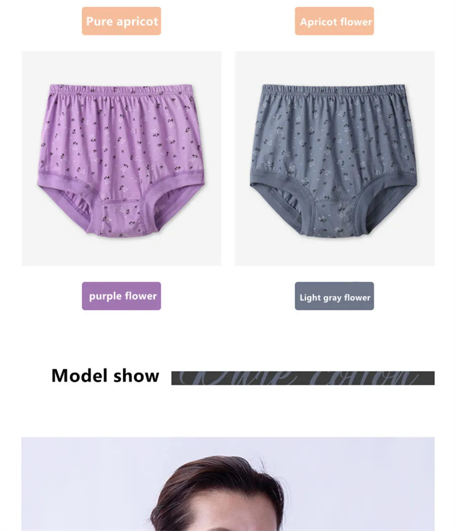 Plus Size Women's Briefs - High Waist Cotton Underwear for Comfortable Fit - ZOOMNSTORE