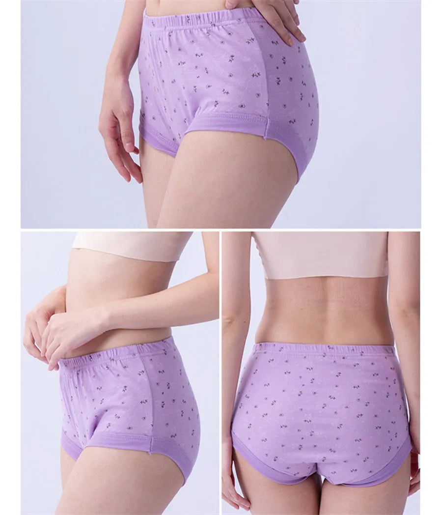 Plus Size Women's Briefs - High Waist Cotton Underwear for Comfortable Fit - ZOOMNSTORE