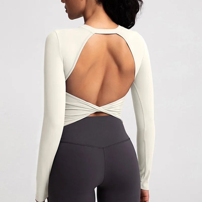 Plus Size Womens Black Long Sleeve Yoga Shirt - Fitness  Running Top - ZOOMNSTORE