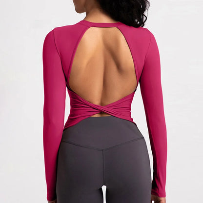 Plus Size Womens Black Long Sleeve Yoga Shirt - Fitness  Running Top - ZOOMNSTORE