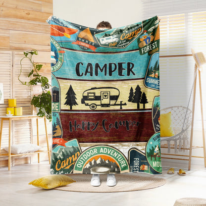 Camper Forest Pattern Blanket - Plush Travel  Sofa Throw - ZOOMNSTORE