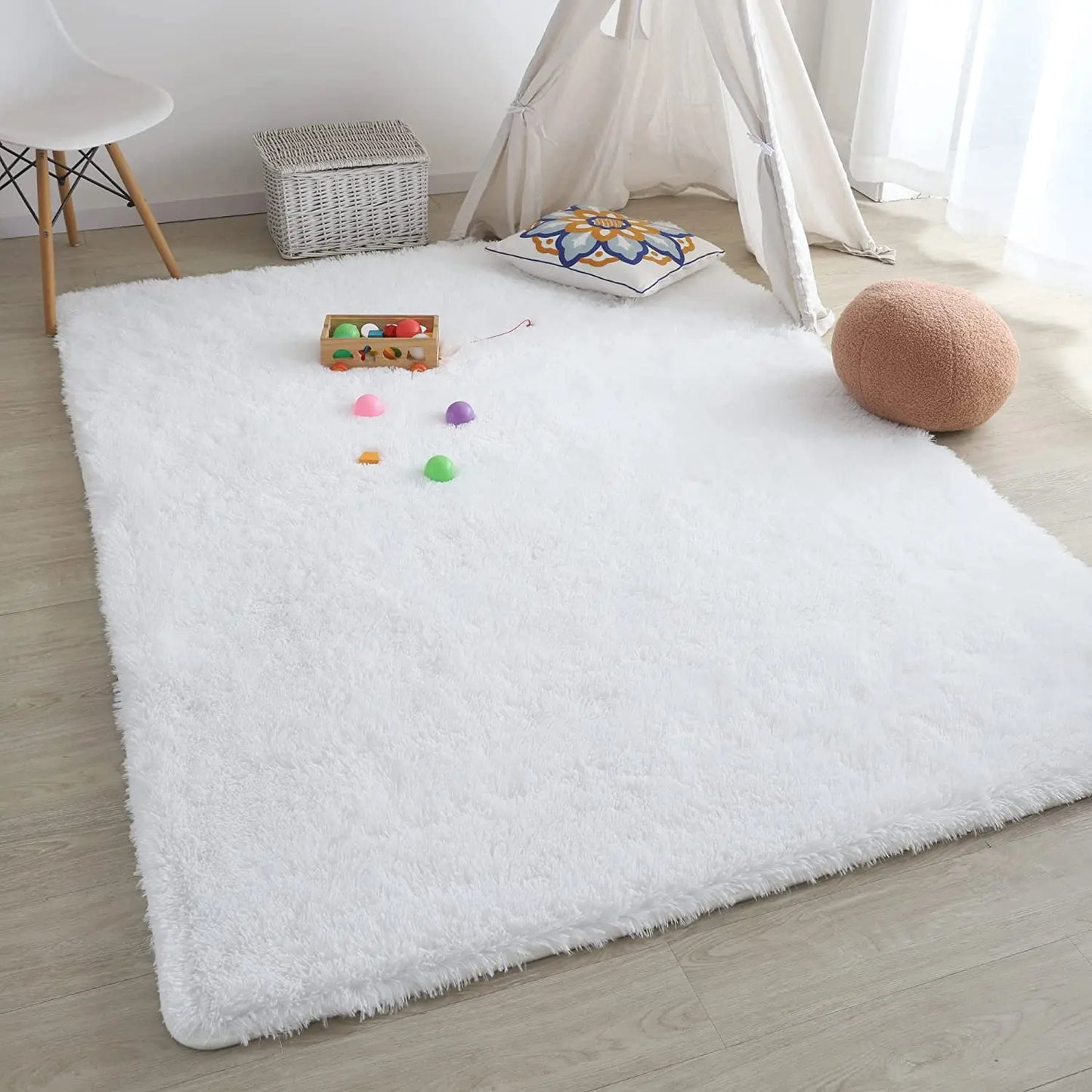 Soft Plush Living Room Rug - Modern Fluffy Carpet for Kids Playroom and Sofa - ZOOMNSTORE
