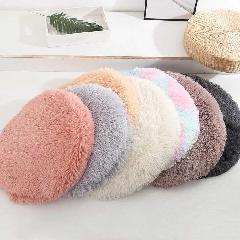 Plush Round Cat Bed - Soft Fleece Pet Mat for Kittens and Small Dogs - ZOOMNSTORE