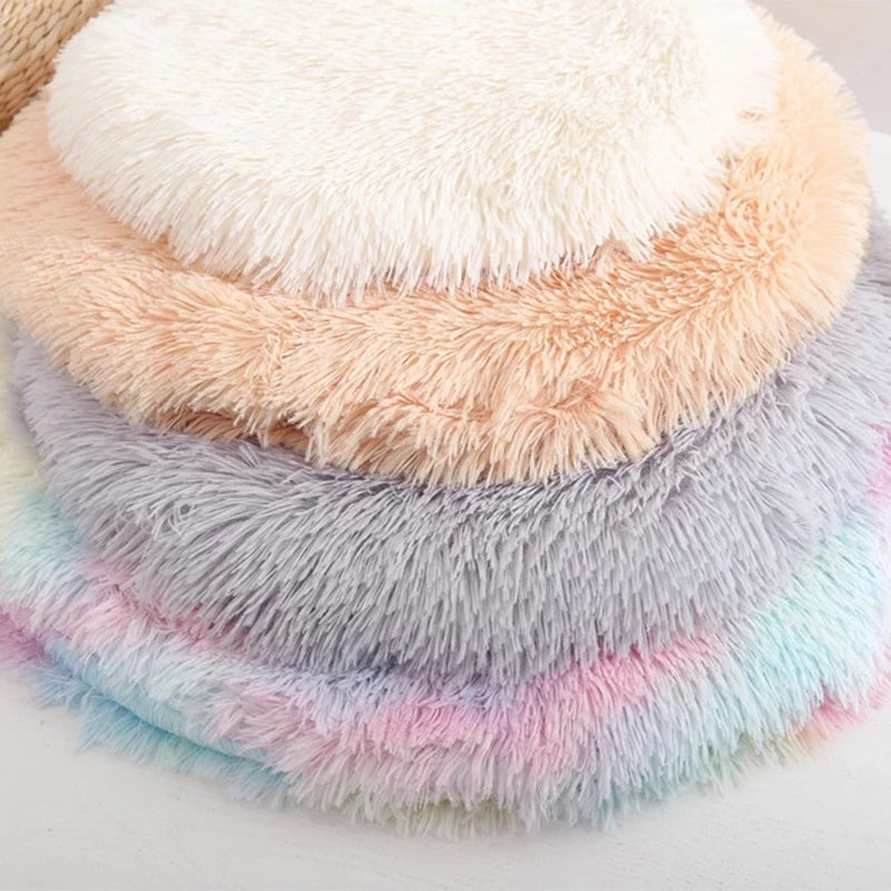 Plush Round Cat Bed - Soft Fleece Pet Mat for Kittens and Small Dogs - ZOOMNSTORE