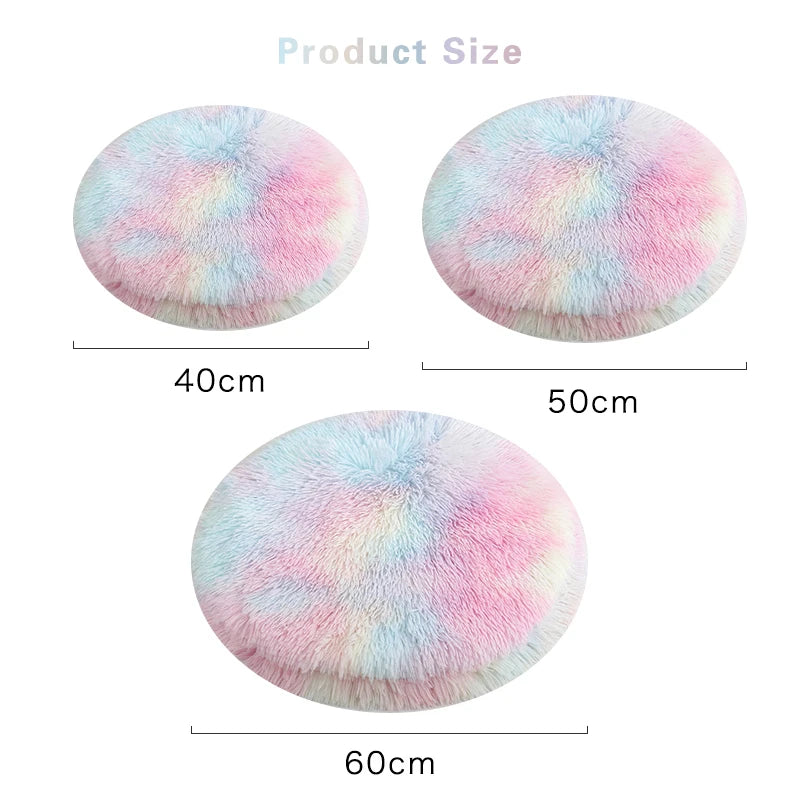 Plush Round Cat Bed - Soft Fleece Pet Mat for Kittens and Small Dogs - ZOOMNSTORE