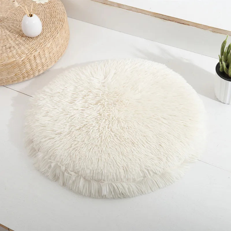 Plush Round Cat Bed - Soft Fleece Pet Mat for Kittens and Small Dogs - ZOOMNSTORE